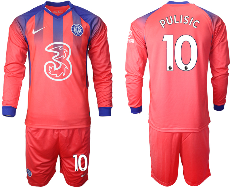 Men 2021 Chelsea away Long sleeve #10 soccer jerseys->youth soccer jersey->Youth Jersey